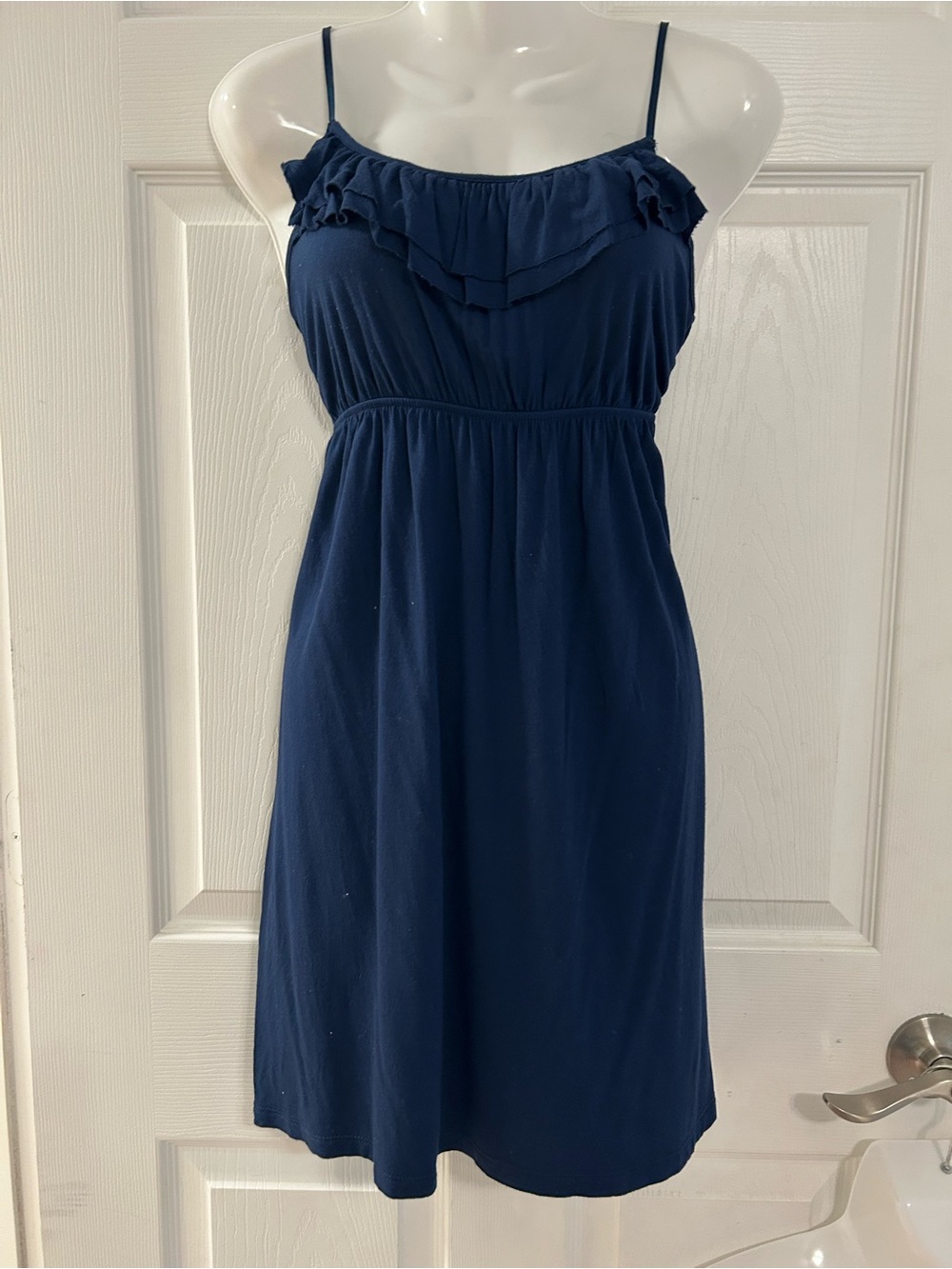 Forever 21 Navy Ruffle-Front Spaghetti Strap Mini Dress